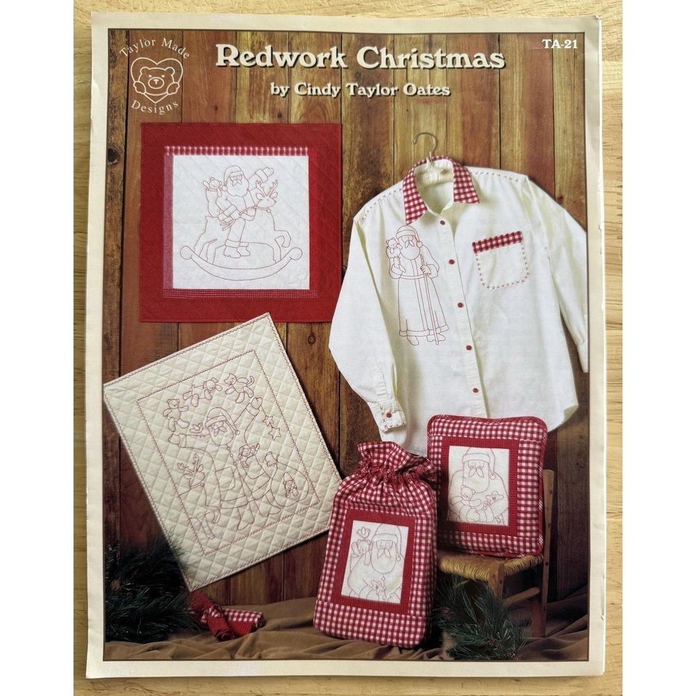 Redwork Christmas Santa Embroidery Cindy Taylor Oates Taylor Made Designs CUT